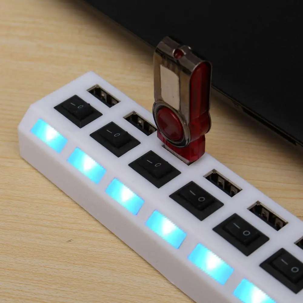 Горячая Распродажа многопортовый usb-разветвитель для компьютера скорость 7 портов USB 2,0 Внешний концентратор адаптер для ПК ноутбук Win 7/8/10