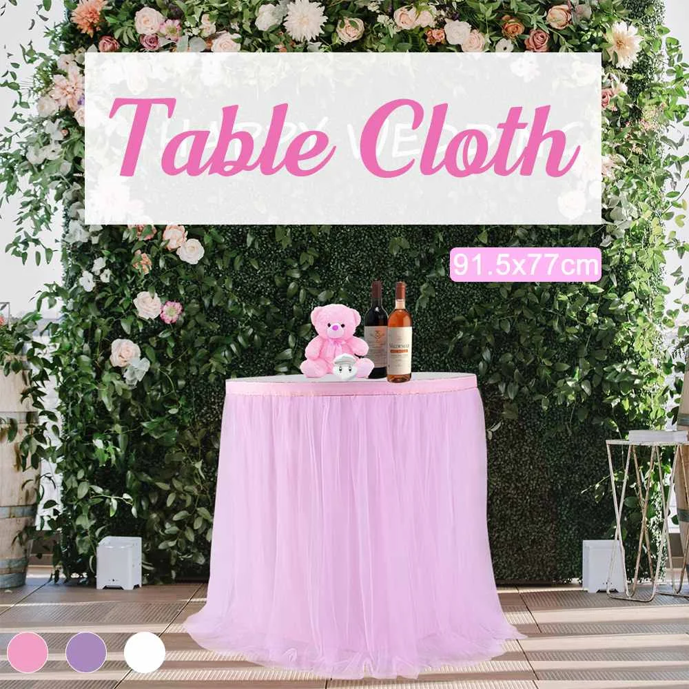 

3 Colors DIY Table Skirt Tulle Table Cloth For Wedding Birthday Party Table Decoration Home Textile Tablecloths Accessories