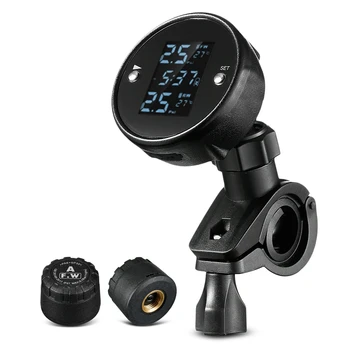

New Tire Pressure Monitoring System Motorcycle TPMS Real-time Tester LCD Screen 2 External Sensors XZ-75
