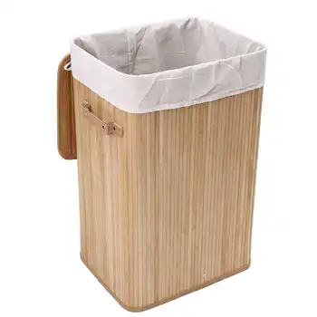 

Bamboo Laundry Hamper Basket Wicker Clothes Storage Bag Sorter Bin Organizer Lid Washing Cloth Bin Rangier Lid