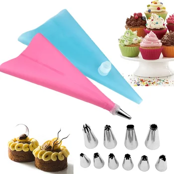 

Stainless Steel Dessert Decorators Baking Accessories Kitchen Supplies Butter Nozzle Portable Cake Decorating Tools 12Pcs