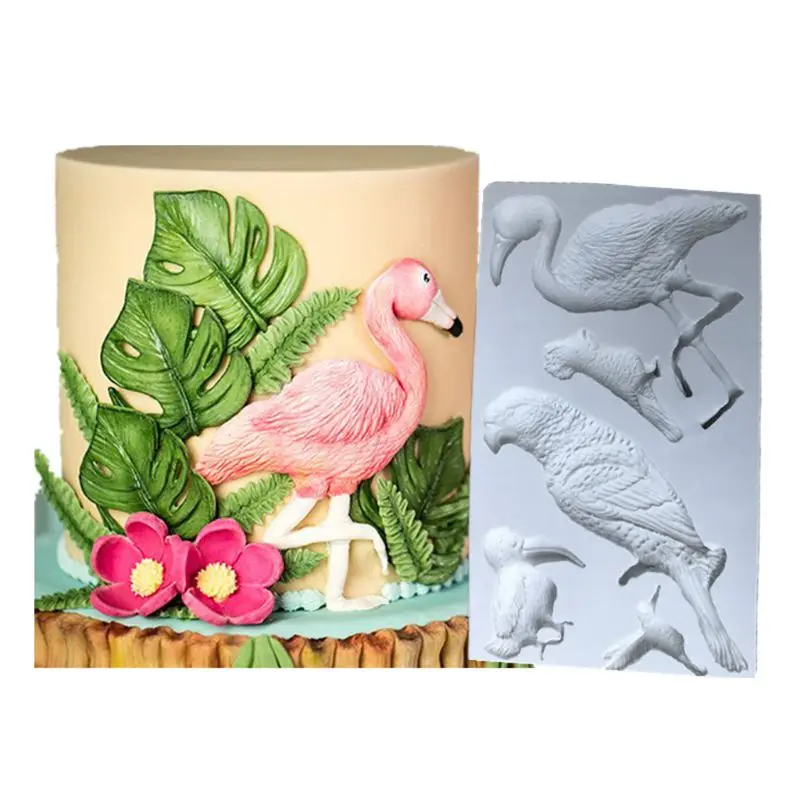 

Tropical Birds Silicone Mould Cake Border Fondant DIY Baby Birthday Cake Decorating Mold Chocolate Candy Molds D5BD