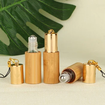 

3pcs 5ML Natural Bamboo Refillable Empty Essential Perfume Aroma Bottle Cosmetic Essential Aromatherapy Bottle with Lanyards