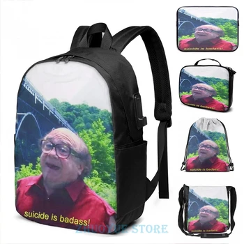 

Funny Graphic print Suicide is Badass USB Charge Backpack men School bags Women bag Travel laptop bag