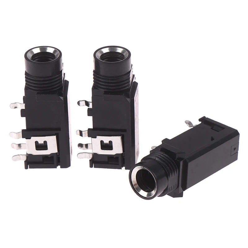 Audio Adapter 6.35mm Jack Stereo Female Socket Connector 4pin 3pcs/lot