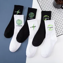 2020 новые носки с молнией печати для мужчин сплошного черного