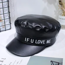 Япония и Южная Корея Осень и зима звезды с тем же беретом женский плоский верх темно-синяя шляпа сетка Красная шляпа Англия PU восьмиугольная шляпа