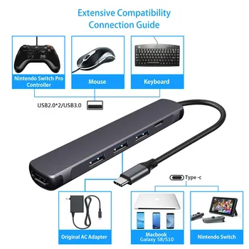 

USB C Hub 5in 1 USB Type C To HDMI USB 3.0 2.0 Adapter Hub With PD Charging Port For Portablefor PC Laptop Notebook 2019 hot#G30