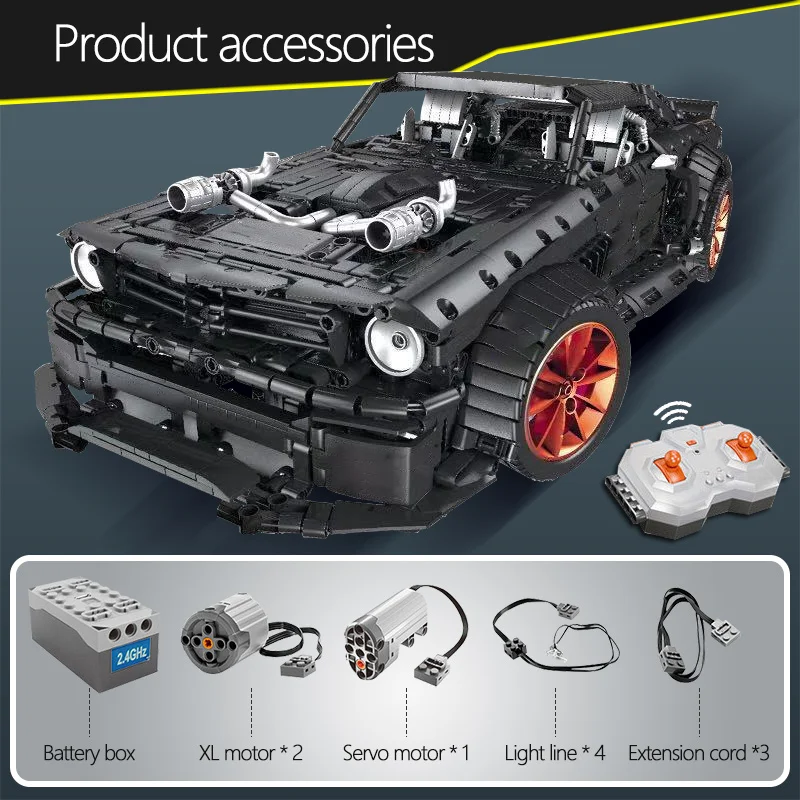 Online 3168 Uds MOC RC Ford Mustang Hoonicorn RTR V2 modelo bloque Legoing técnica de carreras de coche Led ladrillos juguetes para los niños