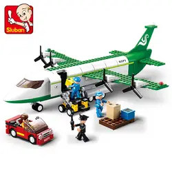 Маленький Luban 0371 авиационный грузовой самолет небо и земля qi che chang развивающие вставленные строительные блоки игрушки