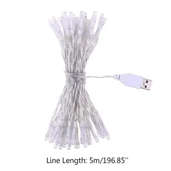 

50 LEDs USB Brass Wire String Light Garland Fairy LED for Home Garden Porch Q0KF