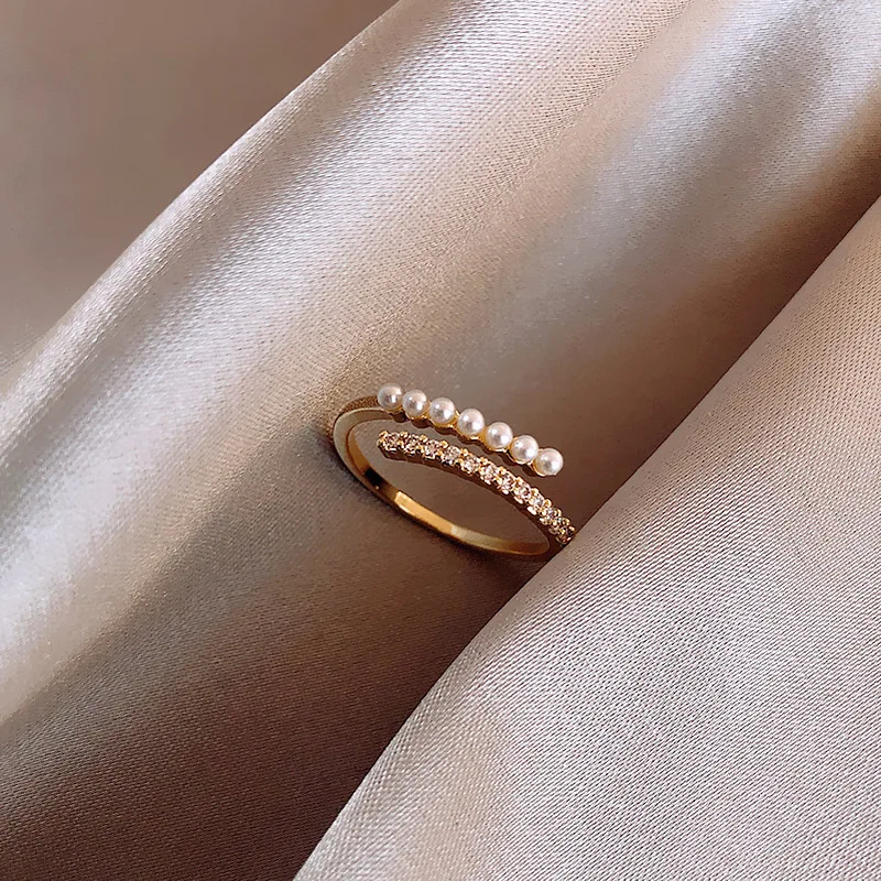 

2020 Korean New Baroque Pearl Index Finger Ring Fashion Temperament Simple Versatile Ring Jewelry