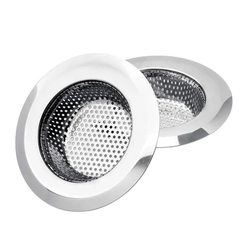 

2pcs Stainless Steel Mesh Sink Strainer Trap Bathtub Wash Basin Sundries Filter Bath Hair Drain Hole Metal Flume Filter