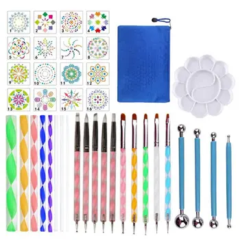 

40pcs/set Mandala Dotting Tools Set for DIY Painting Rock Stone Stencils Brush K1AB