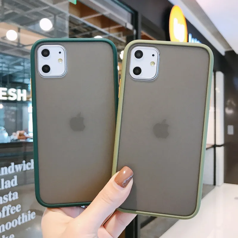 Для iPhone 6 6s 7 8 Plus X XS XR 11 Pro Max SE 2020 чехол мягкий TPU граница матовая задняя крышка для