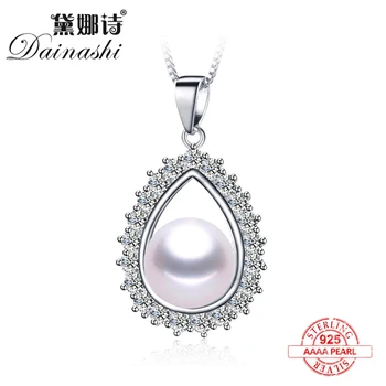 

2020 New 100% Natural Freshwater Pearl Fashion Zircon Pendant Necklace 925 Sterling Silver Luxury Crystal Wedding Jewelry Gift