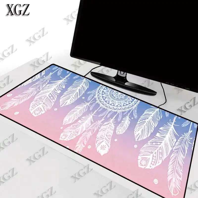 XGZ белый перо большой игровой коврик для мыши замок край клавиатура стол ноутбук