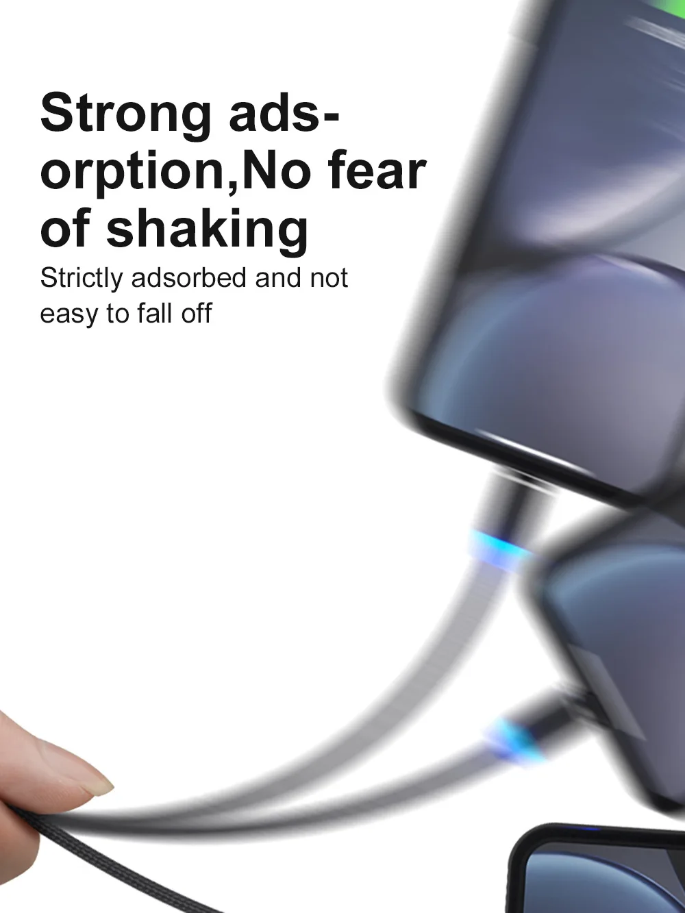 2m Magnetic Cable 2.4A Micro USB Type C Adapter Magnet Charger LED Nylon Braided Charging Data Line For iPhone Android  (5)