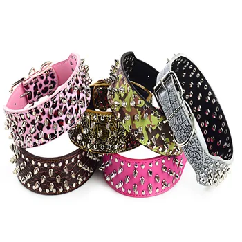 

Pet Dog Rivet Collars PU Leather Round Bullet Nail Studded Necklace Spiked Strap Punk Style Small Dogs Cat Collar