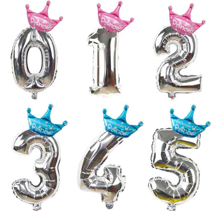 40 дюймов фольга шарики короны цифры для мальчиков/девочек день рождения свадьба