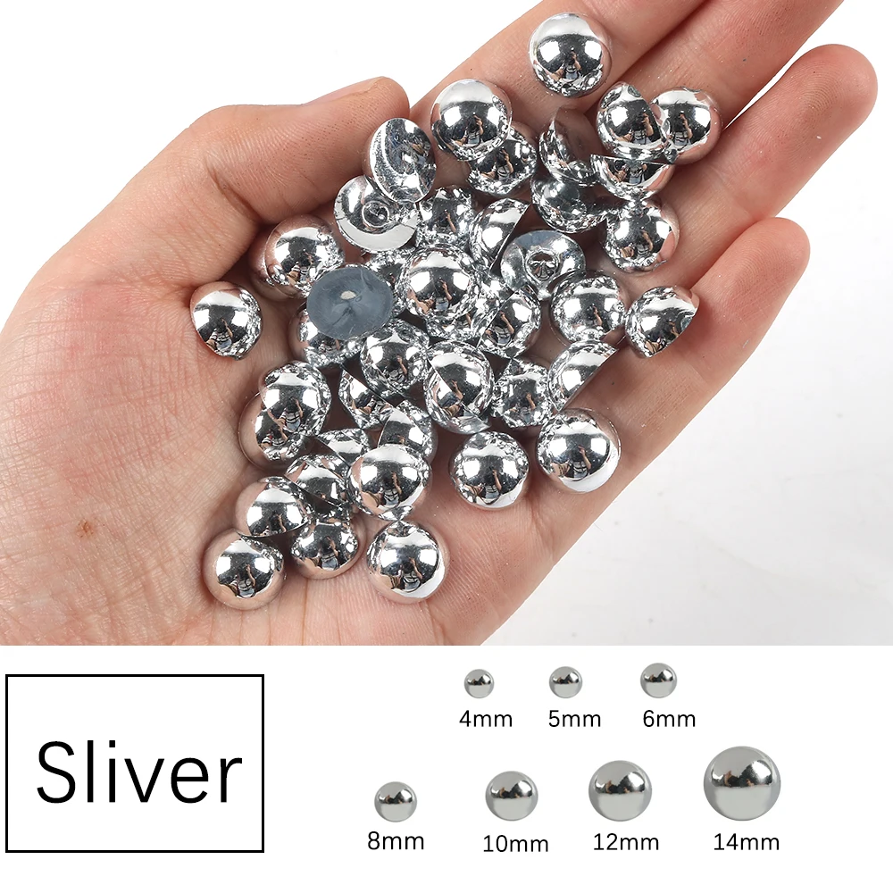 Luxury Gothic Silver Pearl Nail Charms - Mixed Sizes