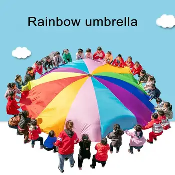 

Outdoor Rainbow Umbrella Parachute Toy Jumping Sack Team Collaboration Game Child Senses Integrated Training Umbrella