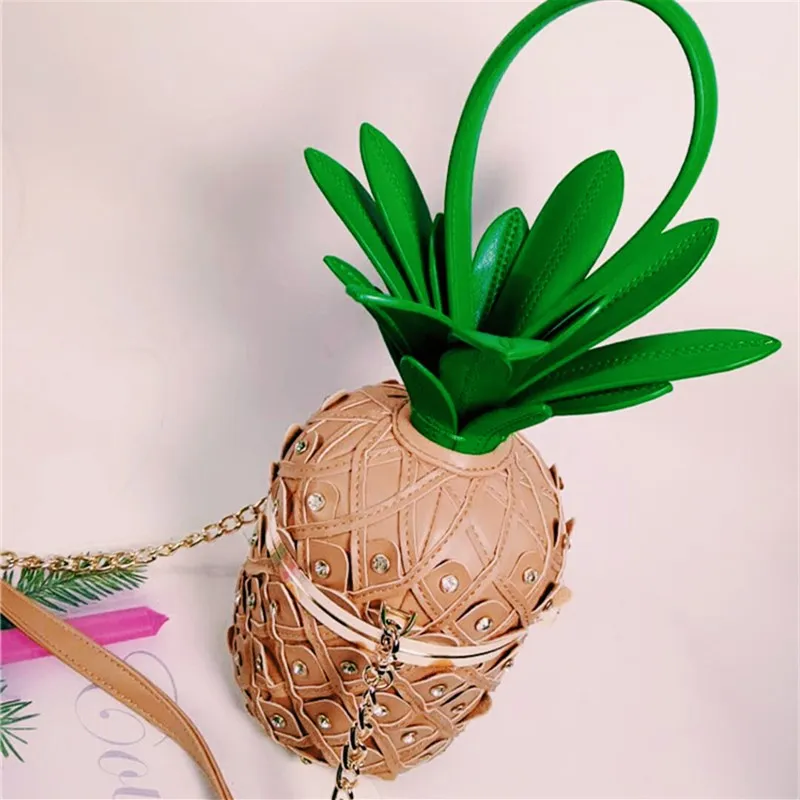 

2019 New Personality Creative Women's Bag Pineapple Bag Chain Crossbody Bucket Bags for female Messenger bags c213