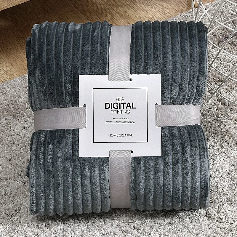 Утолщенное однотонное Сетчатое мягкое уютное Фланелевое накачивающее Полосатое одеяло Merbau для офисного автомобиля, переносное воздухопроницаемое одеяло, постельные принадлежности