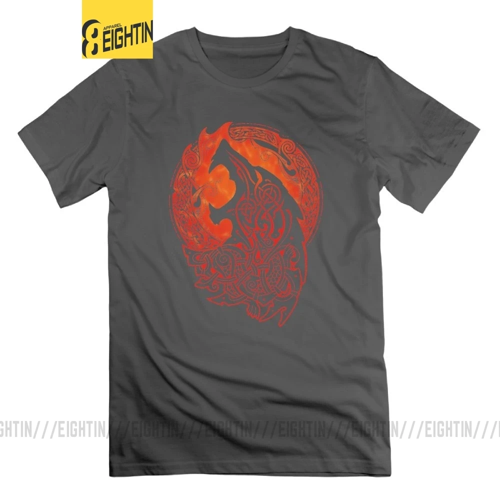 Серый Футболка Eightin Viking Valhalla Odin Fenrir Loki's Son, футболка с короткими рукавами, Мужская футболка с круглым воротником, хлопок, 6XL - Цвет: Серый