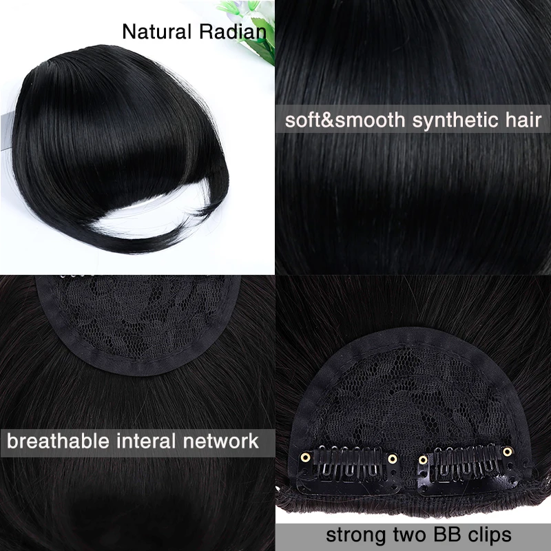 MUMUPI натуральный тупой челка клип-в темный светильник коричневый черный синтетические накладные волосы бахрома чистые цвета " плоское взрыва волос штук