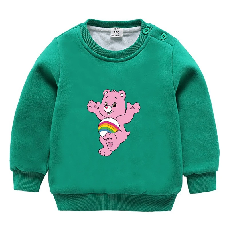 as picture Care Bears зимний вельветовый Свитшот От 3 до 9 лет для мальчиков и девочек, забавные скрещивающиеся цвет, Детские с О-образным вырезом для шеи, детские топы с рисунками из мультфильмов для малышей - Цвет: as picture