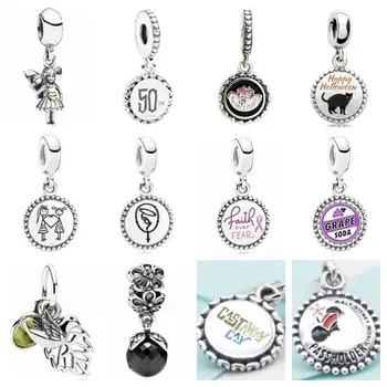 

PDD DZ 23 925 Sterling Silver Spring New Charm Pendant with DIY Bracelet Necklace Jewelry Gift Carving Suitable for Women