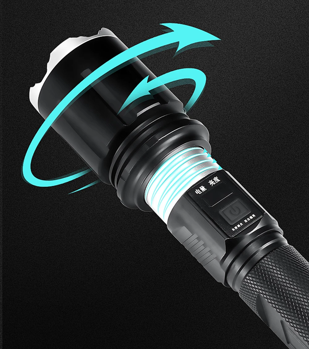 Lâmpada com Conta Superclara com Mtg2 Usb e Função de Saída à Prova Luz de Caça com Zoom Lanterna Poderosa Tática Entrada D'água Led 7 com conta, tática, entrada usb e função