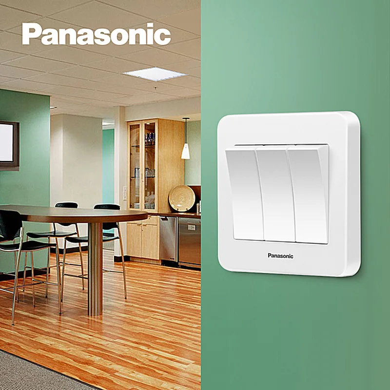 Panasonic 1/2/3/4 Gang 2 Way Push Button Switch Panel Wall Interruptor White PC Frame Panel Light Switch On/Off Wall Switch