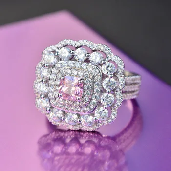 

Luxury Female Girl AAA Luxury CZ Stone Ring White Pink Yellow Ring Promise Engagement Rings for Women R-145