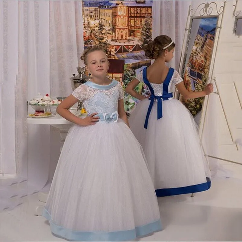 Новое платье с цветочным узором для девочек Тюлевое платье на бретелях с короткими рукавами на заказ вечерние платья для девушек платье на день рождения с лентой