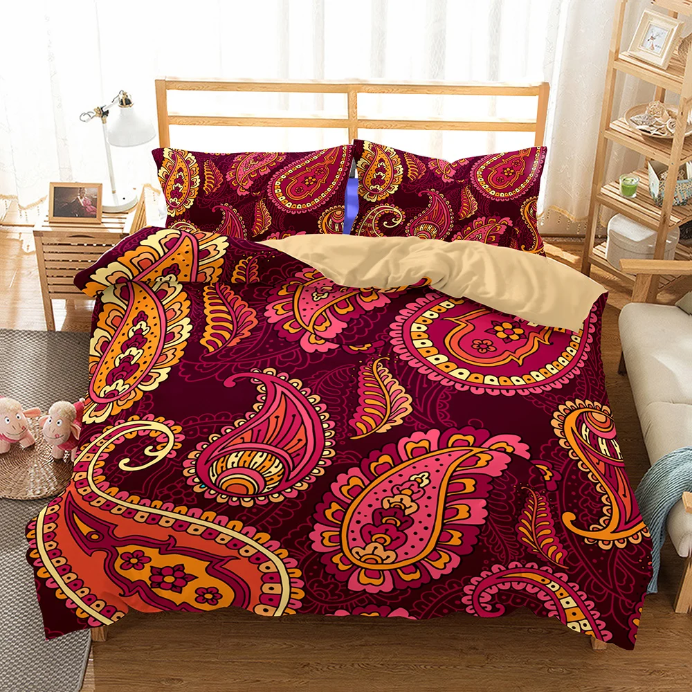 Bohemian Mandala Bedding Set Nordic Duvet Cover with PillowCase King Queen Size Red Bed Comforter 3pcs Sheets bedspread | Дом и сад