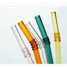 Высокая термостойкость красочные прозрачные стеклянные соломинки многократного использования соломинки для питья изогнутые соломинки молочный коктейль замороженные напитки толстые LA100