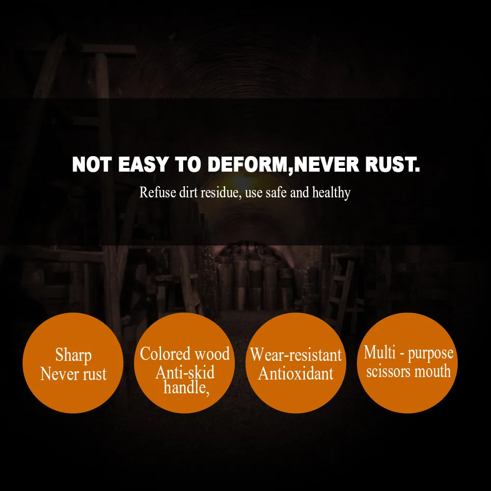 不锈钢深红色木柄尾带锁手柄鸡骨剪_02