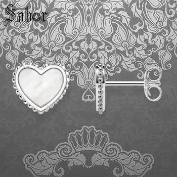 

Ear Stud Earings Heart Mother of Pearl,silver color Jewelry Romantic Gift For Women Girls 2020 New Earrings thomas