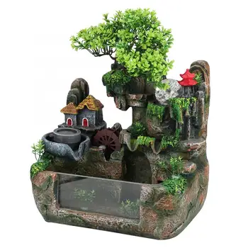 

Desktop Simulation Resin Rockery Water Fountain Bonsai with Atomizer Home Decoration Ornament Water Fountain Home Office Desktop