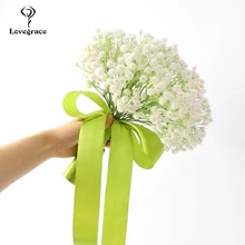 Белая Гипсофила Свадебный букет ручной работы с зеленым пятном искусственная кожа Искусственные цветы Свадебные букеты для свадебных аксессуаров