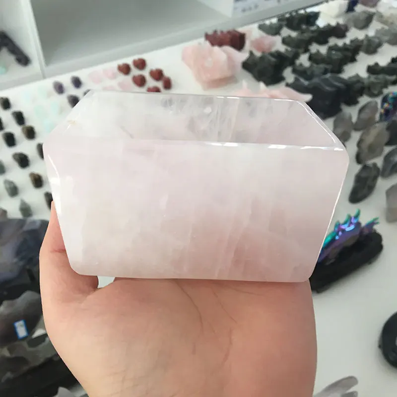 Rose quartz Высокое качество ручной работы натуральный розовый кварц чаша розовый кристалл для подарков или украшения дома ДЛТ - Цвет: Rose quartz