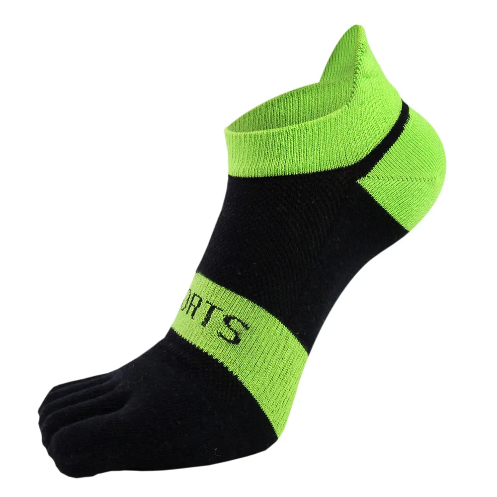 5 Носок, мужские носки, Йога, Нескользящие, пять пальцев, силиконовые для фитнеса, спортивные носки, для бега, велоспорта, хлопковые носки, носки для пилатеса - Цвет: black green