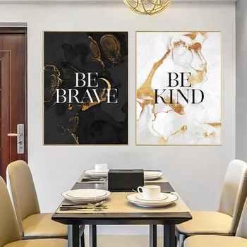 

Modern Be Kind Be Brave Marble Texture Background Canvas Paintings Wall Art Poster Print Picture for Living Room Home Decoration