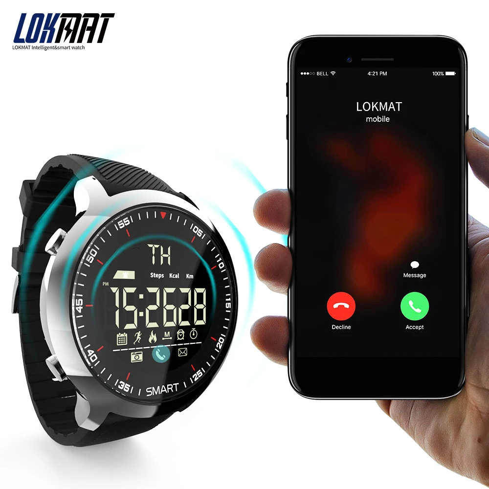 Lokmat MK18 Smart Watch Men LCD Display IP68 Waterproof Pedometers 12 months standby time Swimming Sport Smartwatch BT Stopwatch