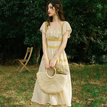 

New Women's Free people Summer Time Maxi dress Bright yellow White SZ S M L