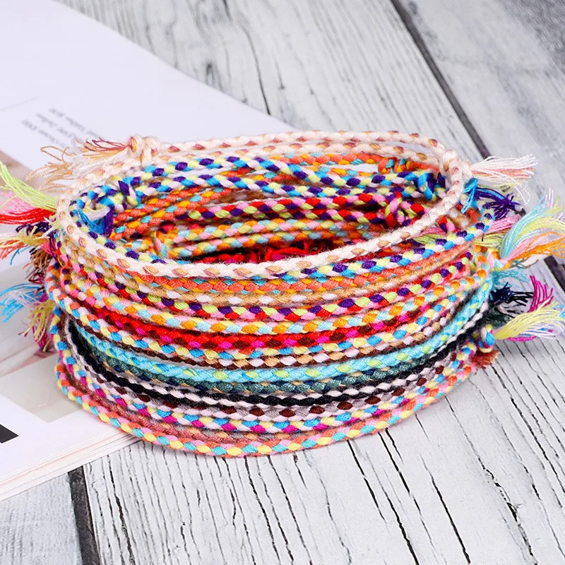 Handmade National style Color Cotton Rope Bracelet Tibetan Buddhist Lucky Charm Tibetan Thread Bracelets & Bangles For Women Men