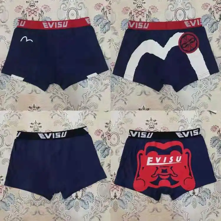 Новые полки Аутентичные Evisu повседневные мужские Tide бренд-Боксер Дышащие Боксеры хлопок печати мода боксер короткий жилет