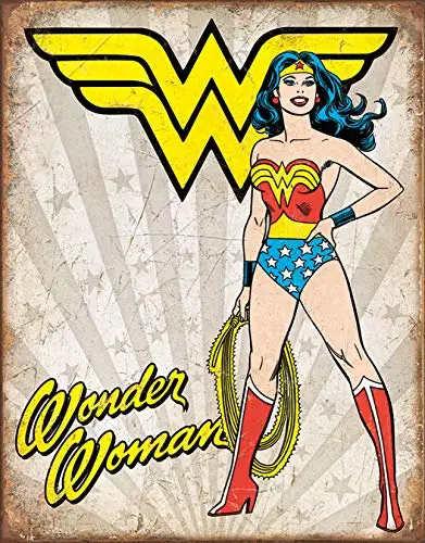 Wonder Woman Heroic Dependent предприятий Wonder Woman Ретро жестяной знак, 12," W x 16" H - Цвет: Wonder Woman Heroic